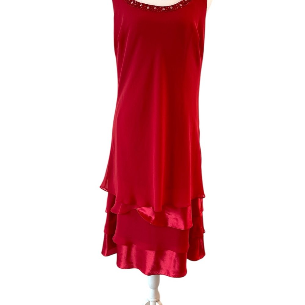 Elegant Red Layered Dress